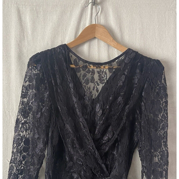 Vintage Jay Jacob’s Black Lace Ruched Dress Women Sz 9 Rocker Witchy Whimsigoth - Picture 2 of 13